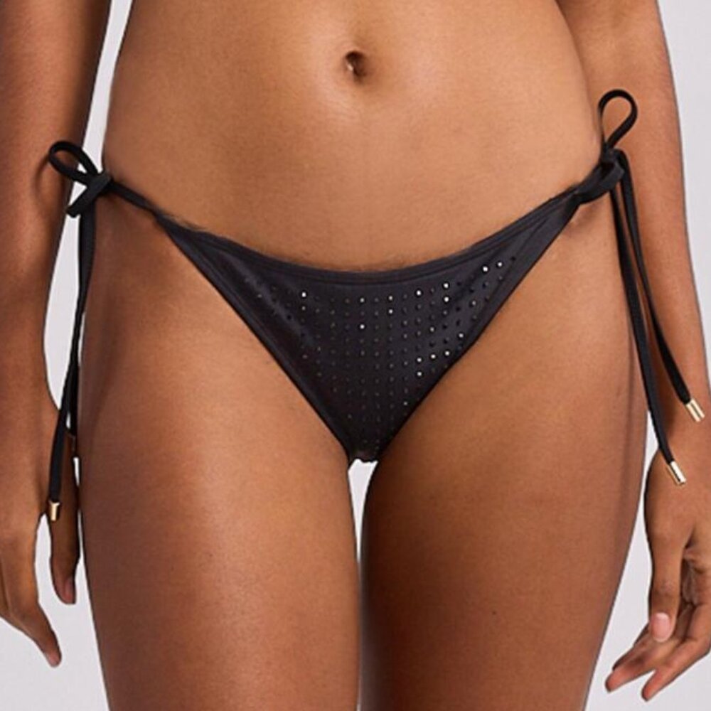 NWT GIANNA BLACK CRYSTAL BIKINI BOTTOM with SIDE TIES Size M